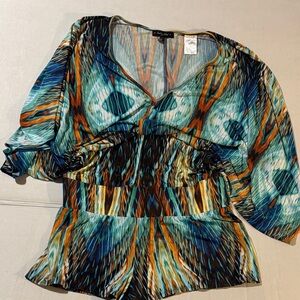 Vintage baby fat size, XL, one piece, romper Vibrant Blue and Orange